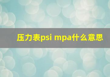 压力表psi mpa什么意思